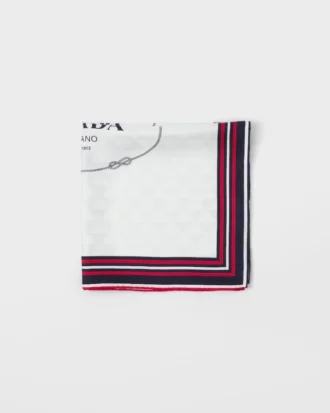 Printed Silk Twill Jacquard Scarf 55