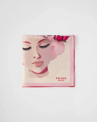 Printed Silk Twill Scarf 55