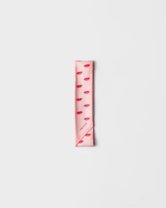 Printed Silk Twill Skinny Scarf