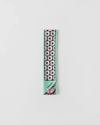 Printed Silk Twill Skinny Scarf