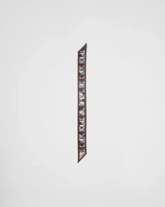 Printed Twill Skinny Scarf