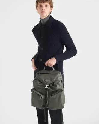 Re-Nylon and Leather Backpack