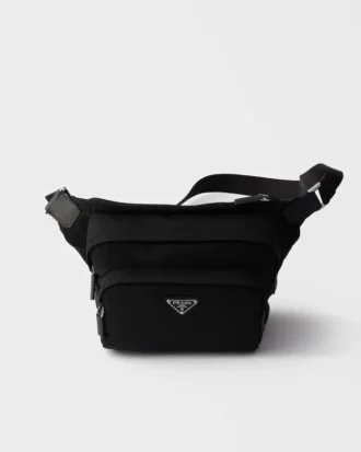 Re-Nylon and Leather Shoulder Bag
