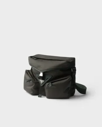 Re-Nylon and Leather Shoulder Bag