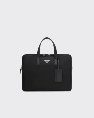 Re-Nylon and Saffiano Leather Briefcase