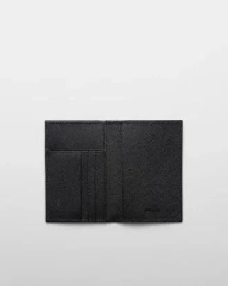 Re-Nylon and Saffiano Leather Passport Holder