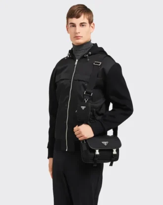 Re-Nylon and Saffiano Leather Shoulder Bag