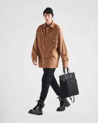 Re-Nylon and Saffiano Leather Tote Bag