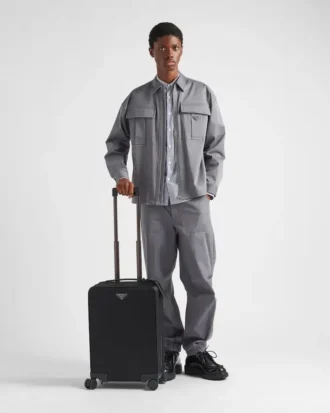 Re-Nylon and Saffiano Leather Trolley