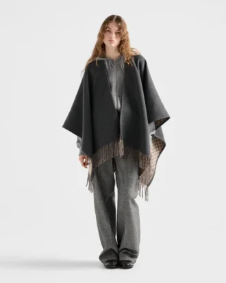 Reversible Wool and Cashmere Poncho