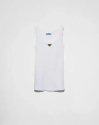 Ribbed Knit Jersey Tank Top