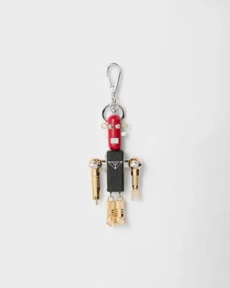 Robot Saffiano Leather Key Ring Charm