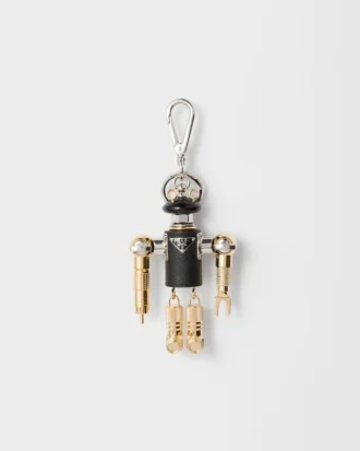 Robot Saffiano Leather Key Ring Charm