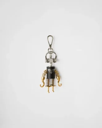 Robot Saffiano Leather Keychain Charm