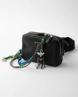 Robot Saffiano Leather Keychain Charm