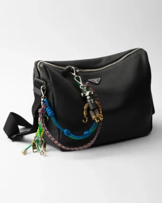 Robot Saffiano Leather Keychain Charm