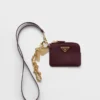 Saffiano Leather Card Holder with Shoulder Strap