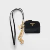 Saffiano Leather Card Holder with Shoulder Strap