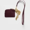 Saffiano Leather Card Holder with Shoulder Strap