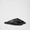 Saffiano Leather Crisscross Slides