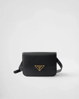 Saffiano Leather Flap Shoulder Bag
