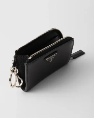 Saffiano Leather Mini Pouch with Keychain