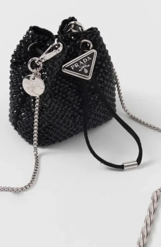 Satin Mini-Pouch with Crystals