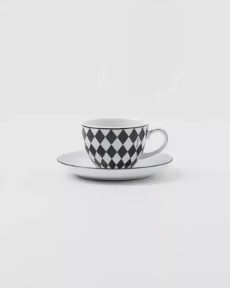 Set of Four Porcelain Espresso Cups – Checkerboard