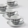 Set of Four Porcelain Espresso Cups – Checkerboard