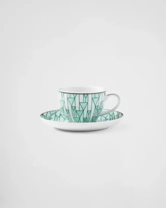 Set of Four Porcelain Espresso Cups – Vienna Green
