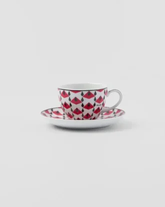 Set of Four Porcelain Espresso Cups – Vienna Red