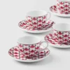 Set of Four Porcelain Espresso Cups – Vienna Red