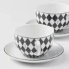 Set of Two Porcelain Cappuccino Cups – Checkerboard