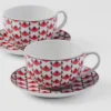 Set of Two Porcelain Cappuccino Cups – Vienna Red