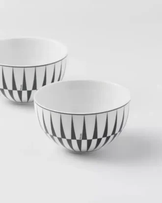 Set of Two Porcelain Rice or Cereal Bowls – Stripes