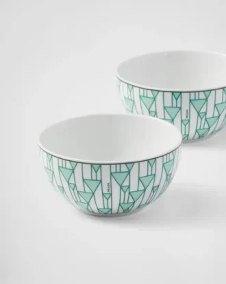 Set of Two Porcelain Rice or Cereal Bowls – Vienna Green