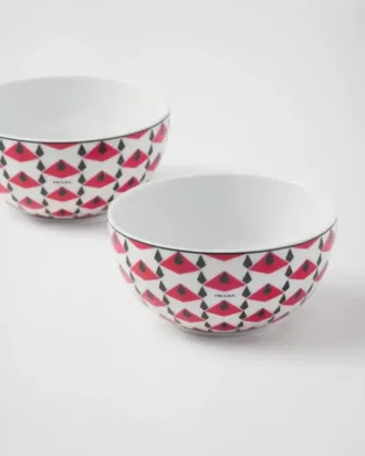 Set of Two Porcelain Rice or Cereal Bowls – Vienna Red