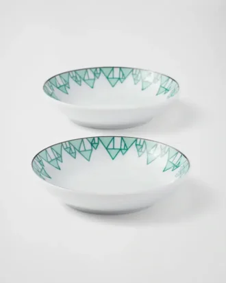 Set of Two Porcelain Sauce Bowls – Vienna Green