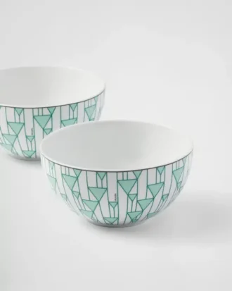 Set of Two Porcelain Soup Bowls – Vienna Green