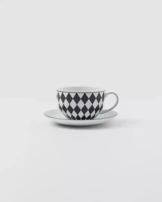 Set of Two Porcelain Tea Cups – Checkerboard