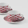 Set of Two Porcelain Tea Cups – Vienna Red