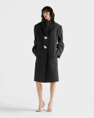 Shetland Wool Coat with Jewel Buttons