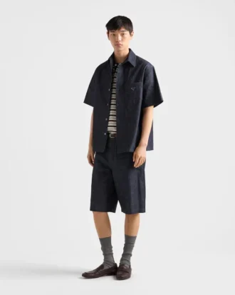 Short-Sleeved Chambray Denim Shirt