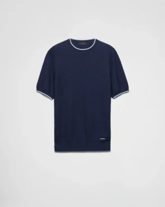 Short-Sleeved Silk and Cotton Sweater