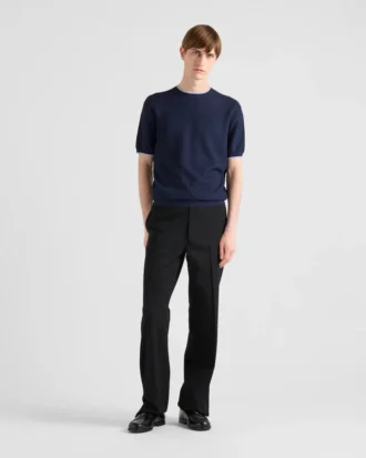 Short-Sleeved Silk and Cotton Sweater