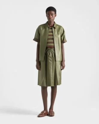 Short-Sleeved Striped Cotton Sweater