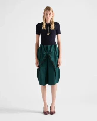 Short-Sleeved Wool Sweater with Pendant