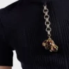 Short-Sleeved Wool Sweater with Pendant