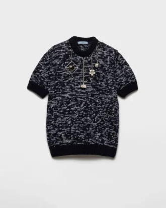 Short-Sleeved Wool Sweater with Pendants