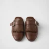 Shuffle Fringed Leather Mules